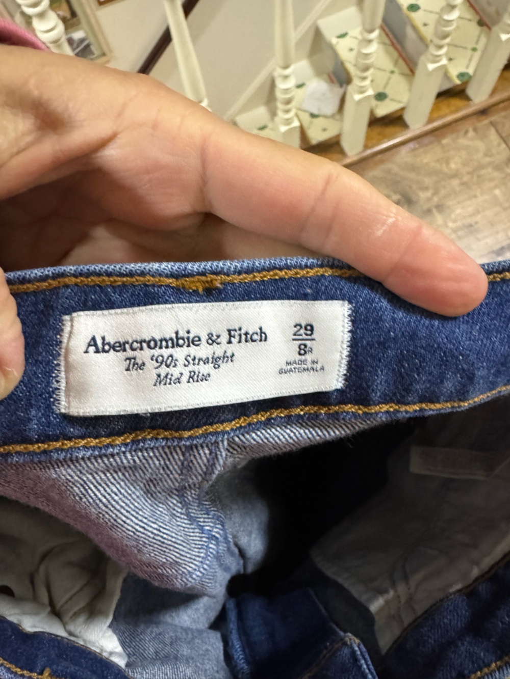 Abercrombie & Fitch Blue Denim '90s Straight Mid Rise Jeans